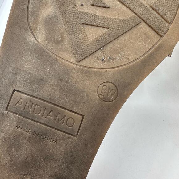 Andiamo D'Orsay Open Toe Slip On Ballet Flat Sandal Open Toe Grey Womens Size 9W - Picture 7 of 8